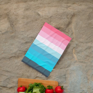 Blue and Pink Colour Shades Stripes Kitchen Towel