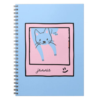 Blue and Pink Colours of Cute Cat Notebook