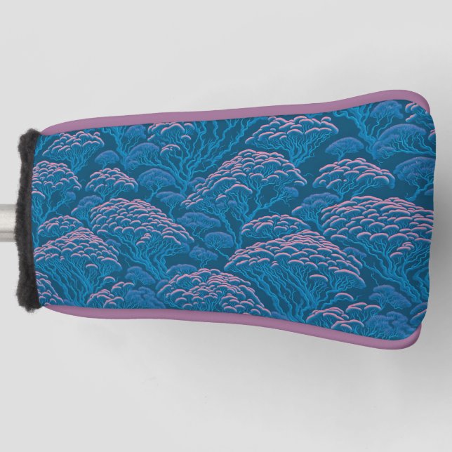 Blue And Pink Coral Reef Pattern Golf Head Cover (Front)