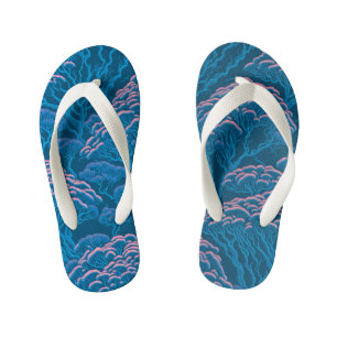 Blue And Pink Coral Reef Pattern Kid's Flip Flops