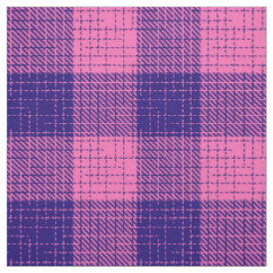 Blue and Pink Crosshatch Chequered Design  Fabric