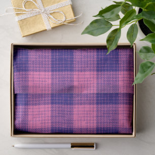 Blue and Pink Crosshatch Chequered Design Tissue Paper