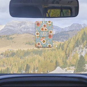 Blue and Pink Daisy Floral Design Personalized Air Freshener