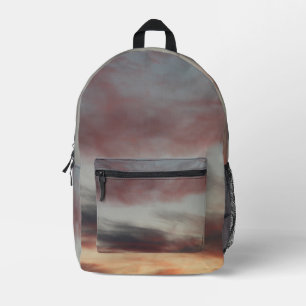 Blue and Pink Dusty Sky Photo Printed Backpack