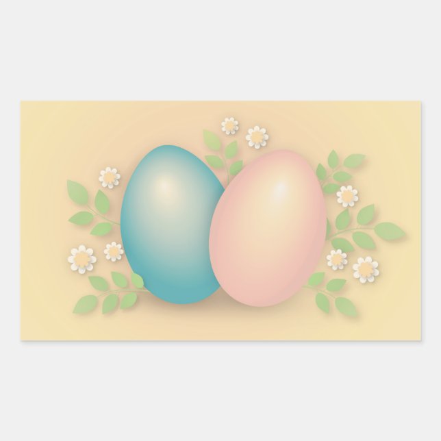 Blue and pink easter eggs and spring flowers  sticker (Front)