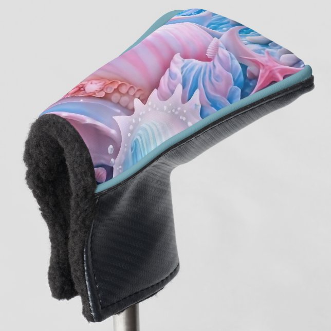 Blue and Pink Fantasy Beach  Golf Head Cover (3/4 Front)