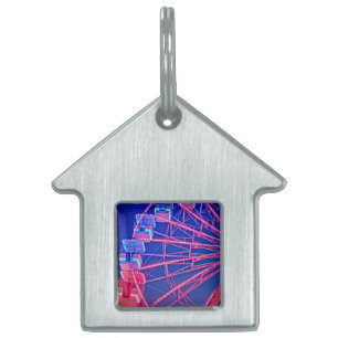 Blue and pink Ferris wheel Pet ID Tag