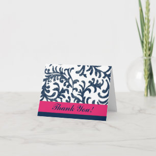Blue and Pink Floral Thank You Card
