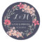 Blue and Pink Floral Wreath Wedding Favour Sticker