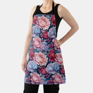 Blue and Pink Flowers  Apron