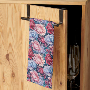 Blue and Pink Flowers Kitchen Towel