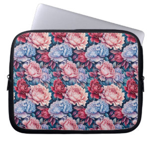 Blue and Pink Flowers Laptop Sleeve