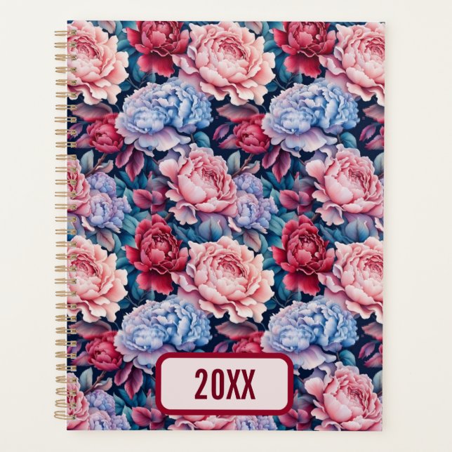 Blue and Pink Flowers Planner (Front)