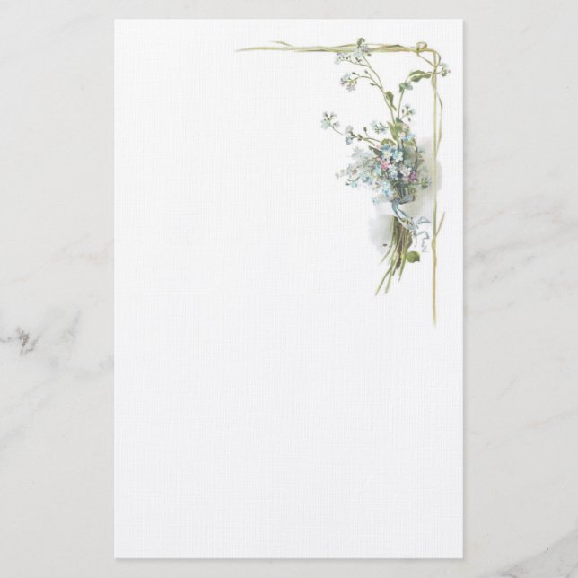 Blue and pink forget me nots stationery (Front)