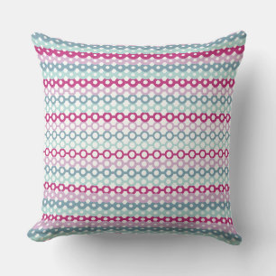 Blue and pink geometric throw pillow