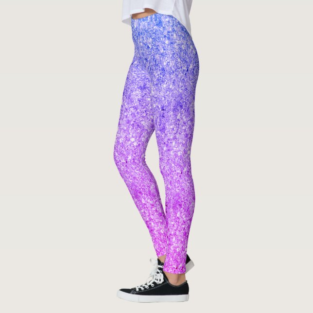 Blue And Pink Glitter Pattern Leggings (Left)