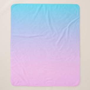 Blue and pink gradient background sherpa blanket