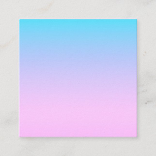 Blue and pink gradient background square business card (Front)