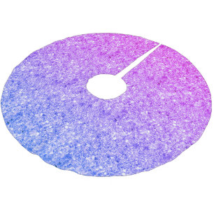 Blue And Pink Gradient Glitter Pattern Brushed Polyester Tree Skirt