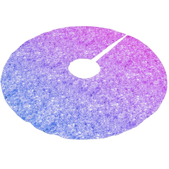 Blue And Pink Gradient Glitter Pattern Brushed Polyester Tree Skirt (Angled)