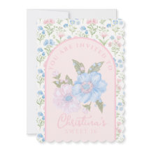 Blue and Pink Grandmillennial Floral Sweet 16