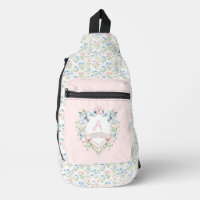 Blue and Pink Grandmillennial Ribbon Crest Baby