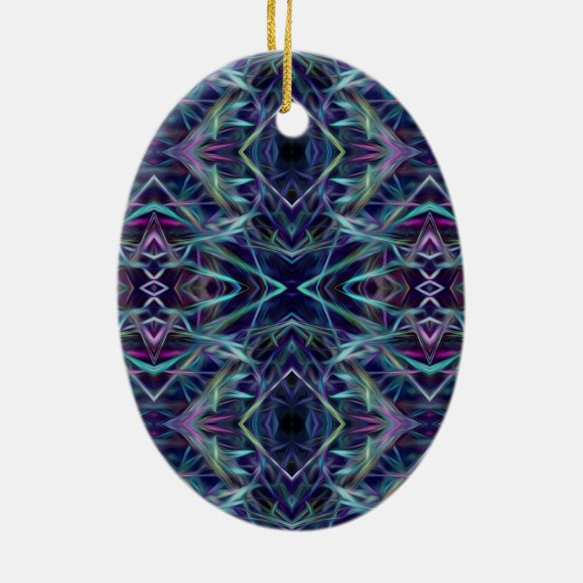 Blue and Pink Graphic Abstract Ceramic Ornament (Back)