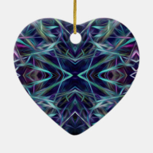 Blue and Pink Graphic Abstract Ceramic Ornament