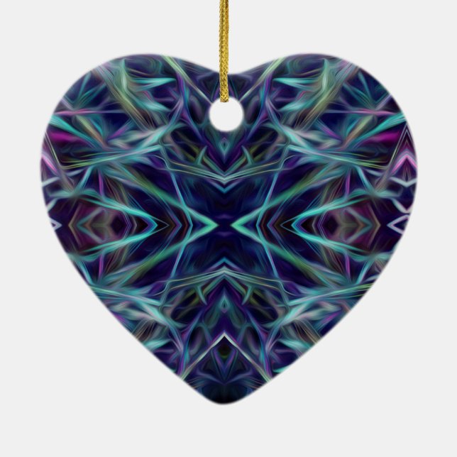 Blue and Pink Graphic Abstract Ceramic Ornament (Back)