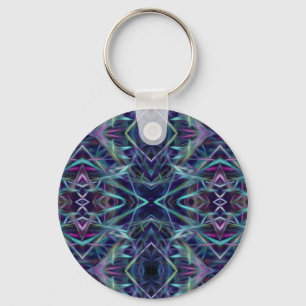 Blue and Pink Graphic Abstract Keychain
