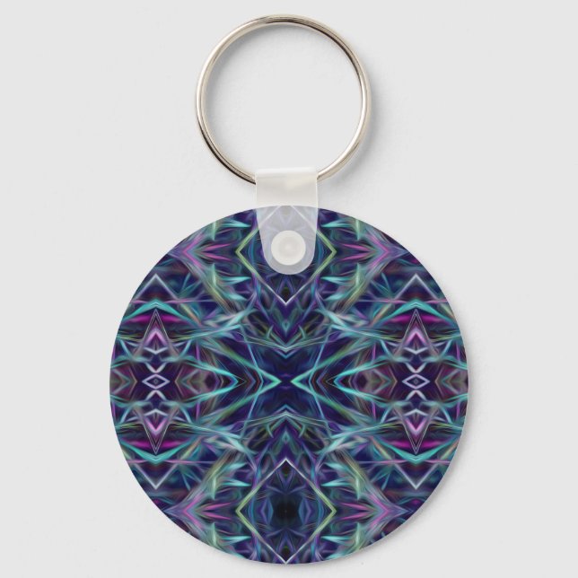 Blue and Pink Graphic Abstract Keychain (Front)