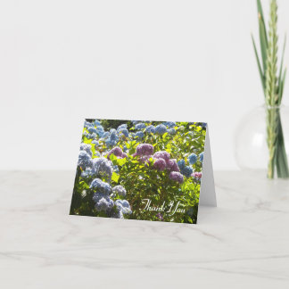 Blue and Pink Hydrangea Thank You Card