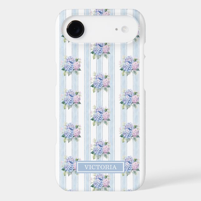 Blue and Pink Hydrangeas Monogrammed (Back)