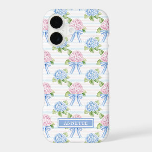 Blue and Pink Hydrangeas Striped