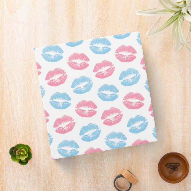Blue and Pink Lips Pattern, Lipstick, Kiss Binder (In Situ)
