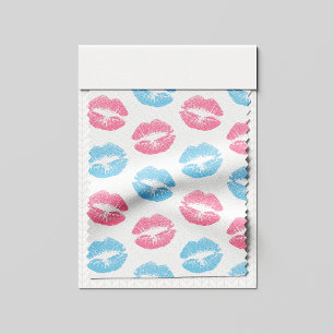 Blue and Pink Lips Pattern, Lipstick, Kiss Fabric