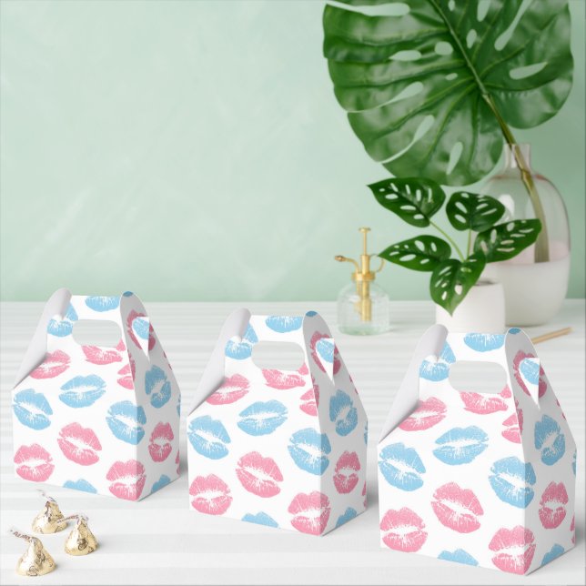 Blue and Pink Lips Pattern, Lipstick, Kiss Favor Box (Multiple)