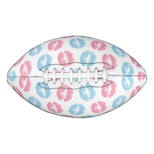 Blue and Pink Lips Pattern, Lipstick, Kiss Football