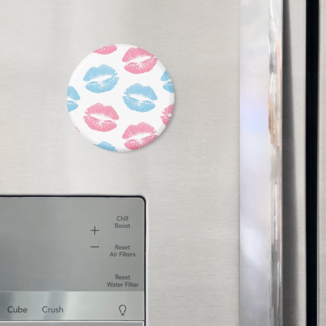 Blue and Pink Lips Pattern, Lipstick, Kiss Magnet (In Situ (Fridge))