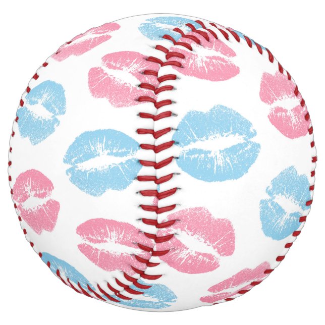 Blue and Pink Lips Pattern, Lipstick, Kiss Softball (Angled)
