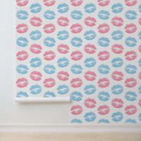 Blue and Pink Lips Pattern, Lipstick, Kiss