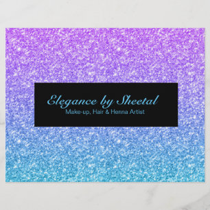 Blue and pink ombre faux glitter texture flyer