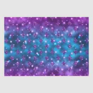 Blue and Pink Ombre Glitter Celestial Pattern Tissue Paper