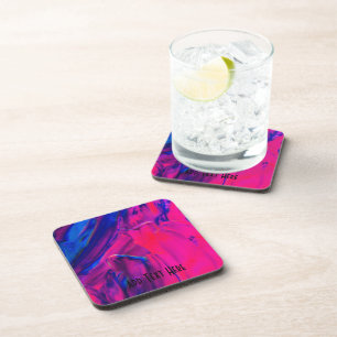 Blue and Pink Paint Strokes Coaster