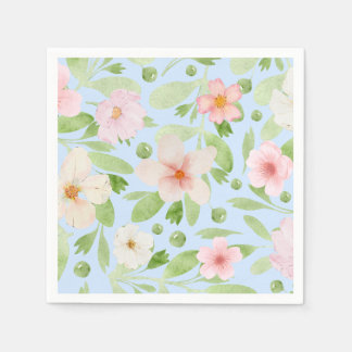 Blue and pink pastel floral pattern napkin
