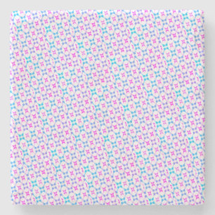 Blue and pink patterned marble stone coaster