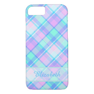 Blue and Pink Plaid Pattern Personalized Case-Mate iPhone Case