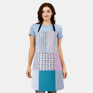 Blue and Pink Pretty Patchwork Design Apron
