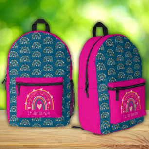 Blue and pink rainbow kids  printed backpack