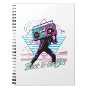Blue and Pink Retro Back To The 80s Notebook